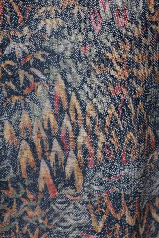 Japa Pre-loved Kimono – Moss Green, Red, Yellow – Landscape Design (Q13)