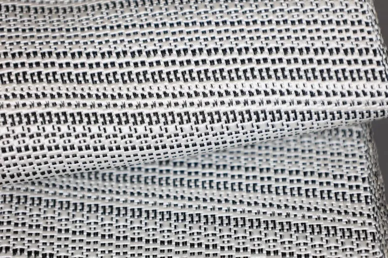 Men's Yukata Obi used(Sash) - White & Black Geometric Pattern - L123