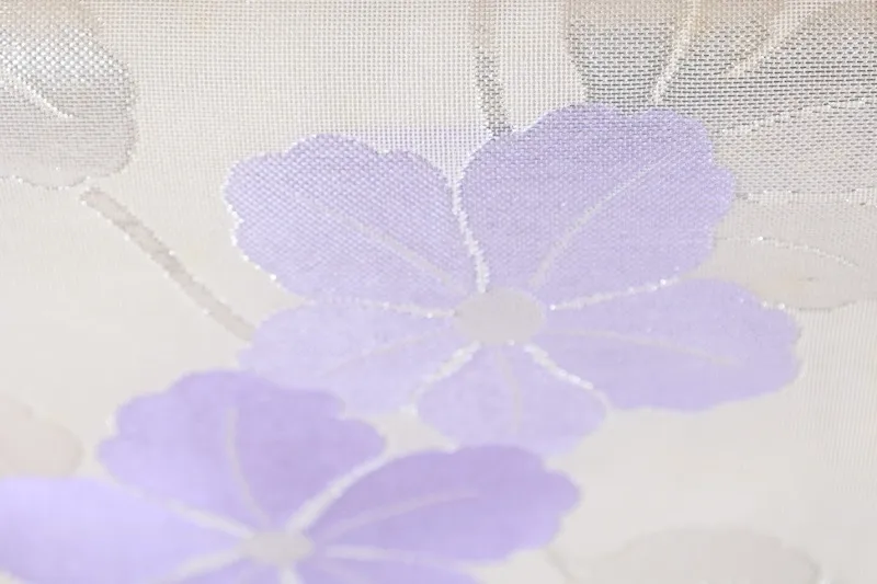 Sommer-Obi used (Schärpe) – Weiß, Lila, Silber, Blumenmuster – L11