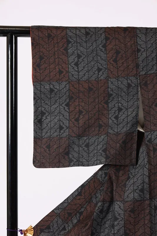 Japan Pre-loved Kimono– Indigo, Brown, White –  K306