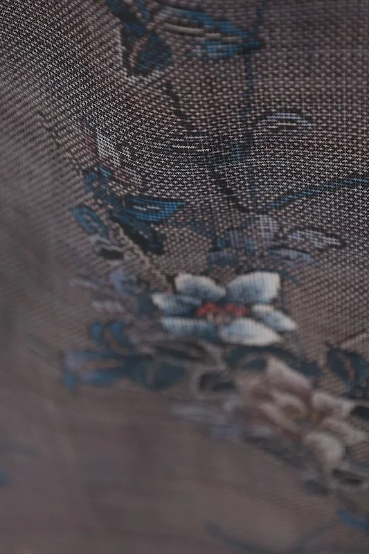 Oshima Tsumugi(Japan kimono) – Brand New & Unused – Tokiemon – Indigo, White, Purple, Brown – Mud-dyed & Plant-dyed – Certificate Included – K314