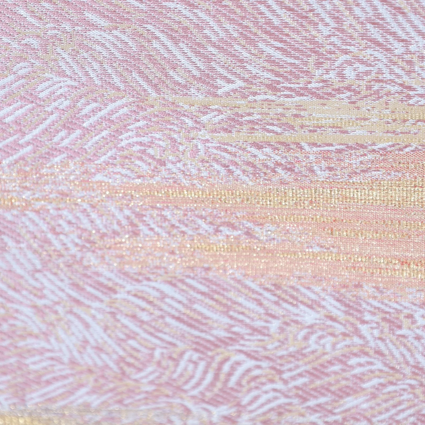 Fukuro Obi used (formal sash) - Wave pattern, mist, gold, rusty red, purple, silver - V28