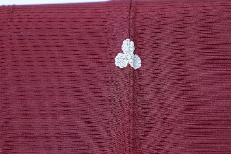 Summer used kimono, ro (gauze weave), wine color, single crest ivy, R12