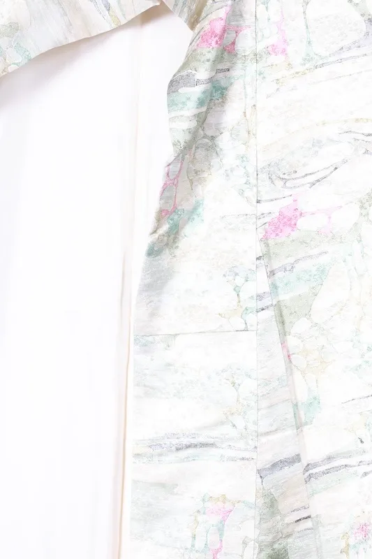 Komon (Japan used kimono fabric) - Off-white, gray, blue, green, wine - Geometric pattern - Batik dyeing - R165