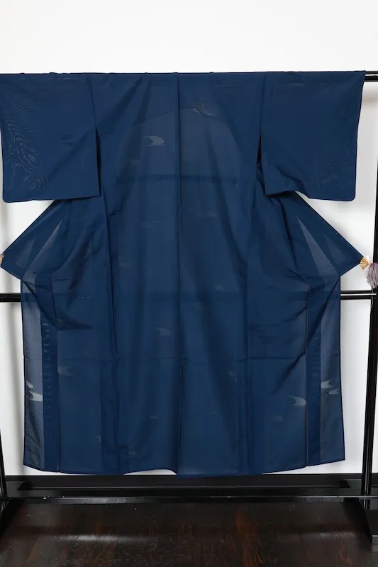 Komon (used kimono), Monsha , Navy, Geometric pattern, R37
