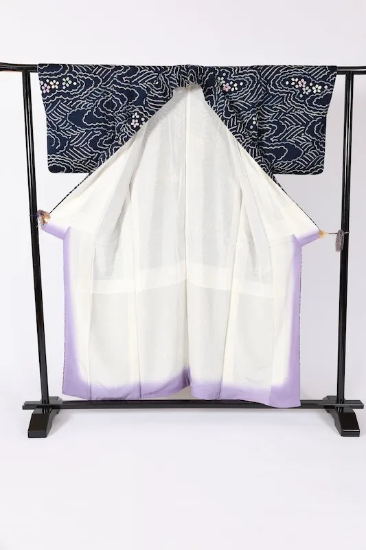 Komon (used kimono fabric) - Indigo, Gray, Off-white, Yellow, Cherry Blossom Pink, White - Hikida Shibori (tie-dyeing) - Hat Shibori (tie-dyeing) - B1435