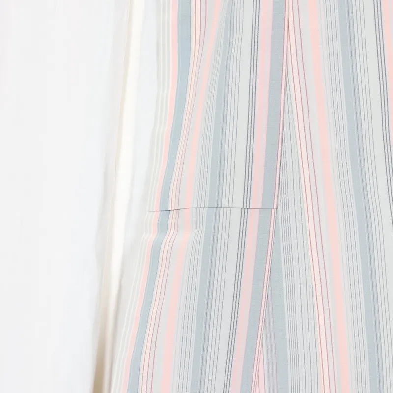 Japan used kimono fabric, shades of gray, orange, beige, indigo, and irregular stripes. T53