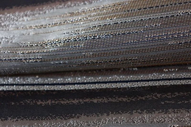 Fukuro obi used(formal sash), gold shades and black, mist pattern, L25