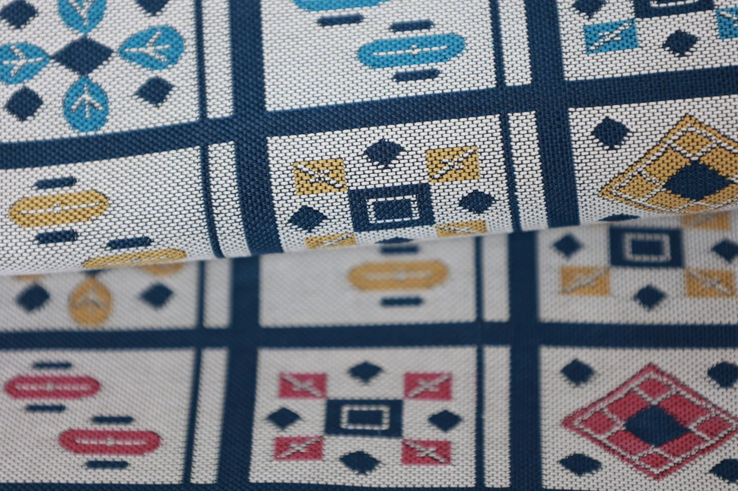 Nagoya Obi(used sash) – Beige, Mustard, Indigo, Blue – Plaid – R134