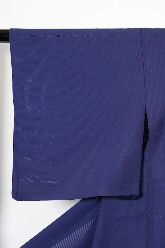 Summer used kimono, navy blue, single crest (Gosan no Kiri), R10