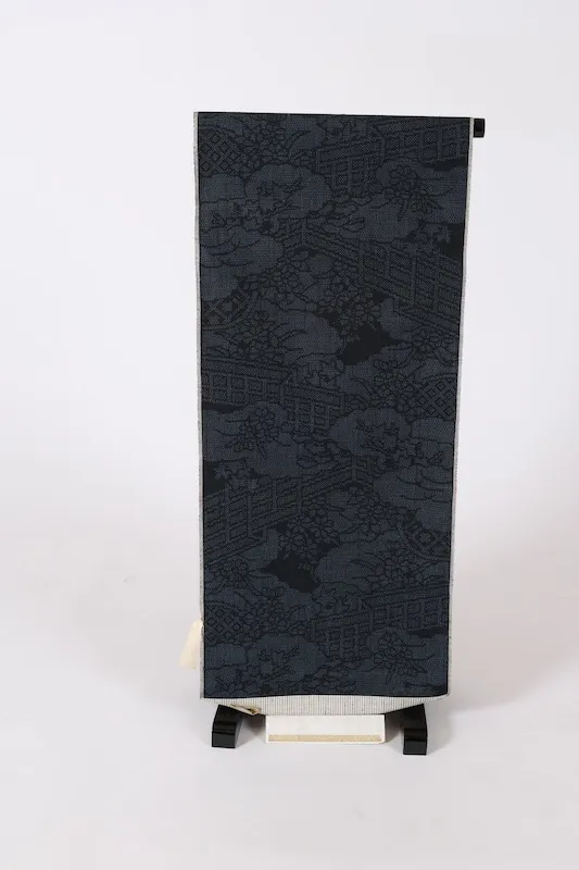 Ishige Yuki silk fabric, brand new, unstitched, shades of indigo, floral and dewdrop pattern, handwoven, 80-toe pattern, J15