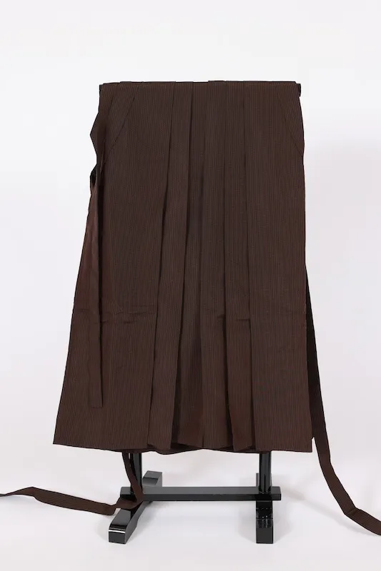 Men's Hakama used(traditional Japanese trousers) - Brown, Black, Striped, Horse Riding Style - B1514