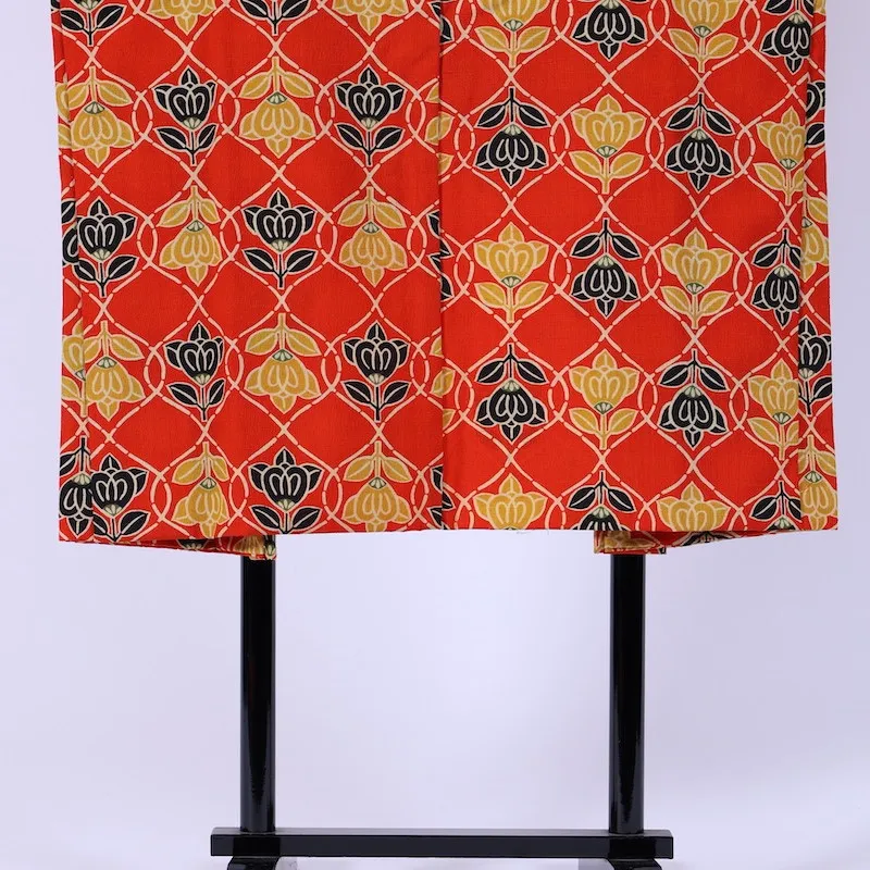 Wool used Haori – Red & Yellow – Mandarin Orange Pattern /850