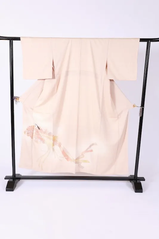 Japan used kimono – Beige, Cherry Blossom Pink, Gold, Purple, Black – Hand-Embroidered  – B1413