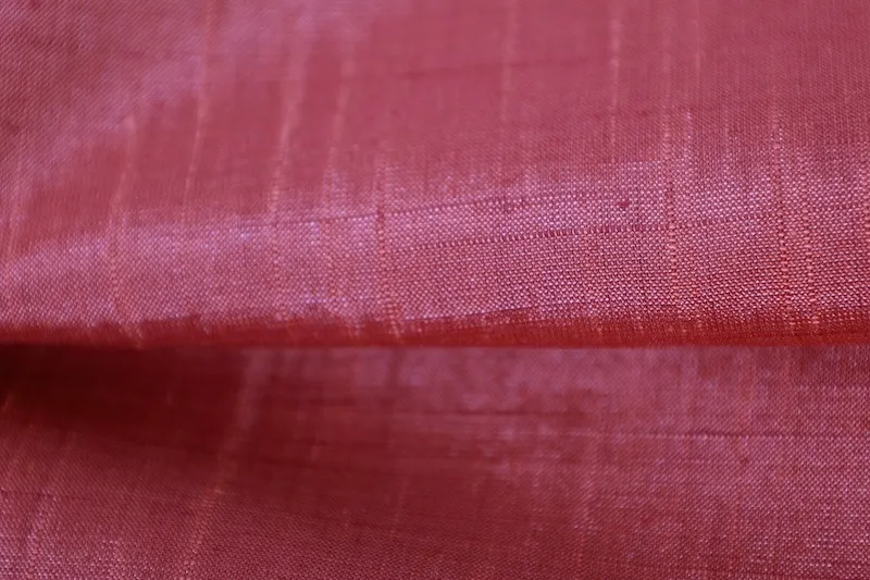 Tsumugi silk fabric, brand new, silver-vermilion color, handwoven, R294