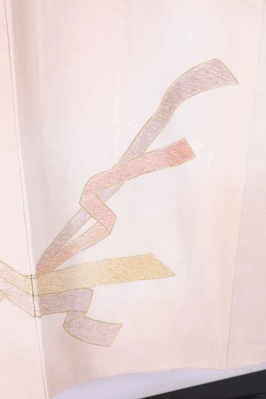 Japan used kimono – Beige, Cherry Blossom Pink, Gold, Purple, Black – Hand-Embroidered  – B1413