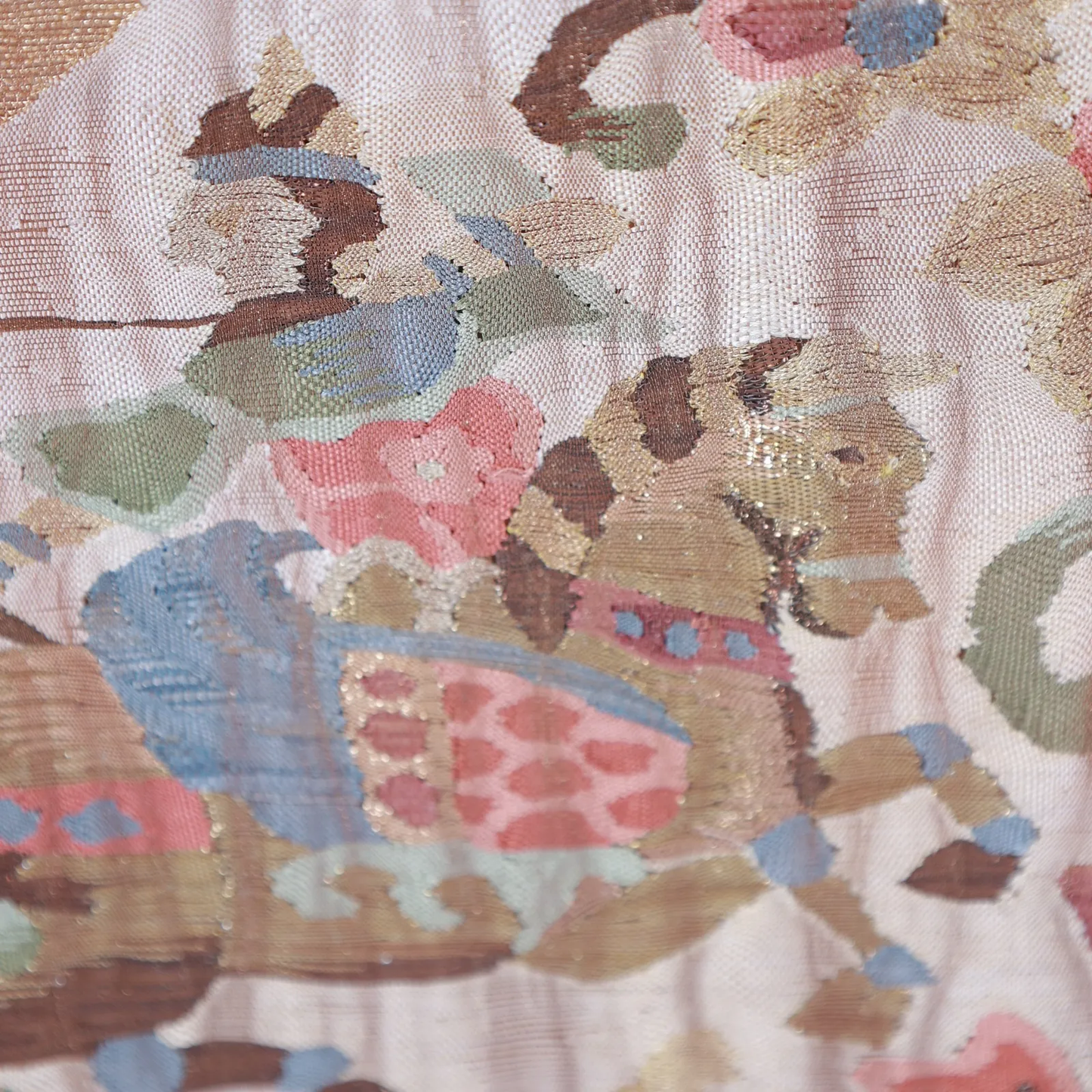Fukuro obi used ( sash) - Gold, Rust Red, Blue - Taiko pattern - V29