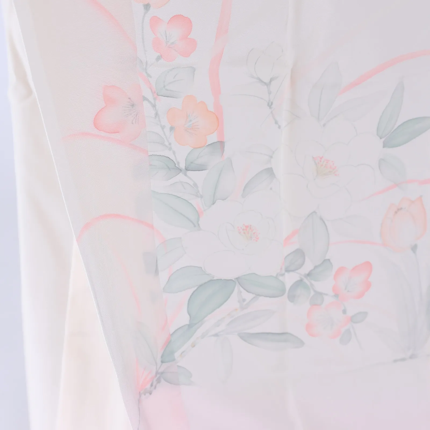 Nagajuban (used Under-kimono) Floral – Pale Pink – Sumi-style – A135