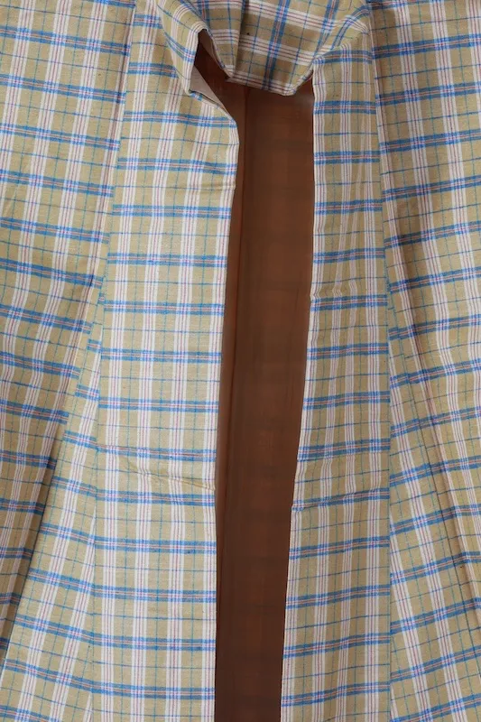 Tsumugi(Japan used kimono) – Yellow, Red, and Blue Plaid – K324