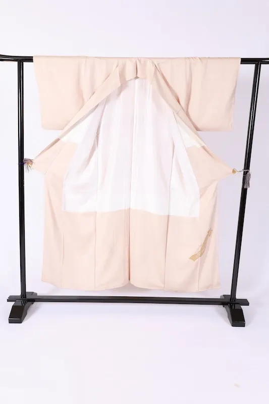 Japan used kimono – Beige, Cherry Blossom Pink, Gold, Purple, Black – Hand-Embroidered  – B1413