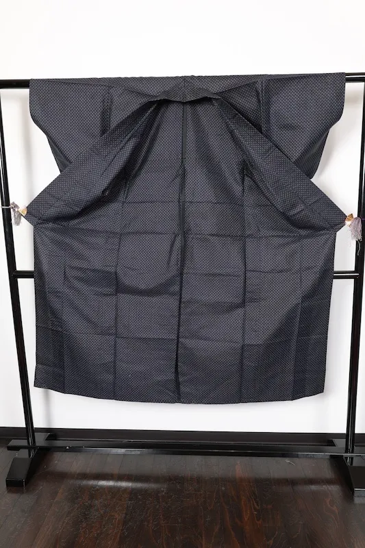 Tsumugi,(used kimono) Indigo, Brown, Kasuri (Ikat), Hand-woven, R38