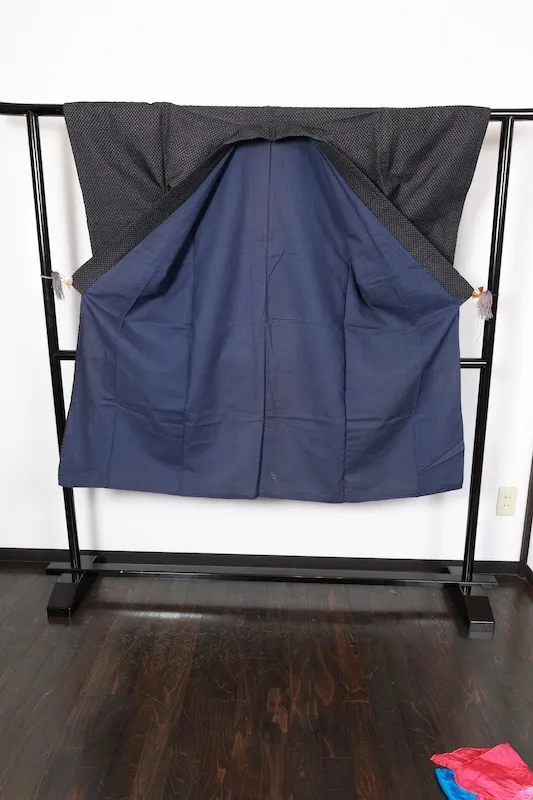 Men's Tsumugi(used kimono) – Indigo & White Kasuri – Hand-woven – R39