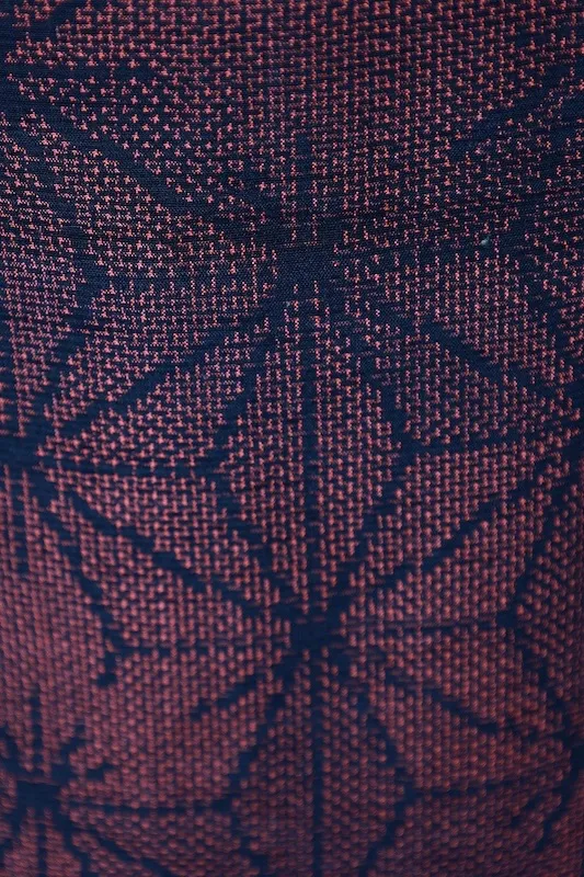 Tsumugi Silk(Japan Pre-loved kimono)  Rust-Red & Black – Hand-Woven – A087
