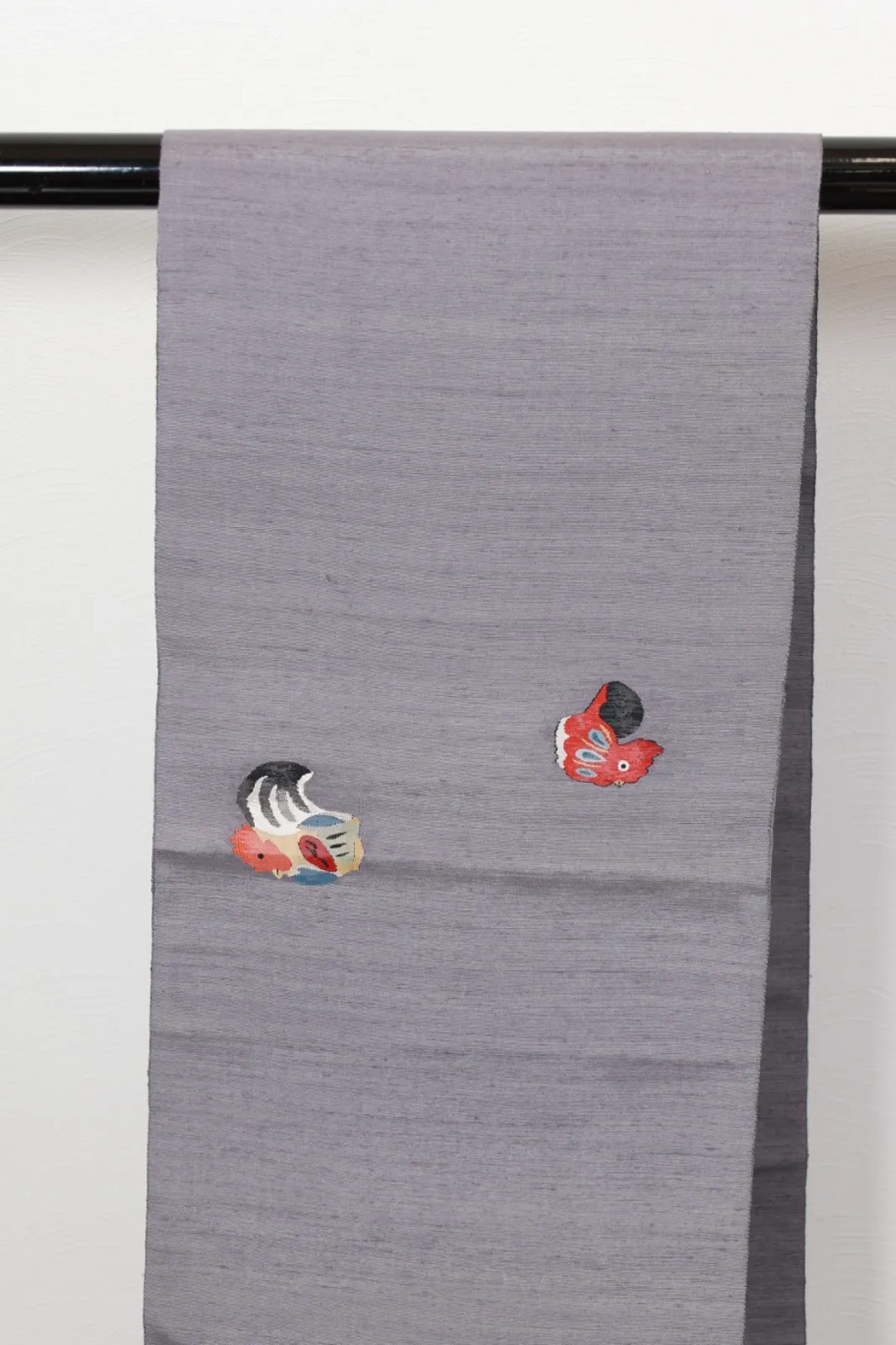 Fukuro Obi(used sash), Gray/Red/Blue/Black/White, Hand-woven, R111
