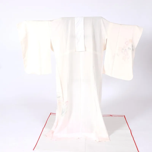 Nagajuban (used Under-kimono) Floral – Pale Pink – Sumi-style – A135