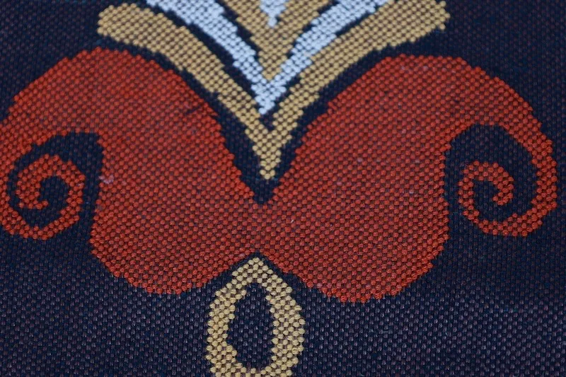 Nagoya Obi（used sash), Tsumugi silk, purple/red/yellow/off-white, hand-woven, L88