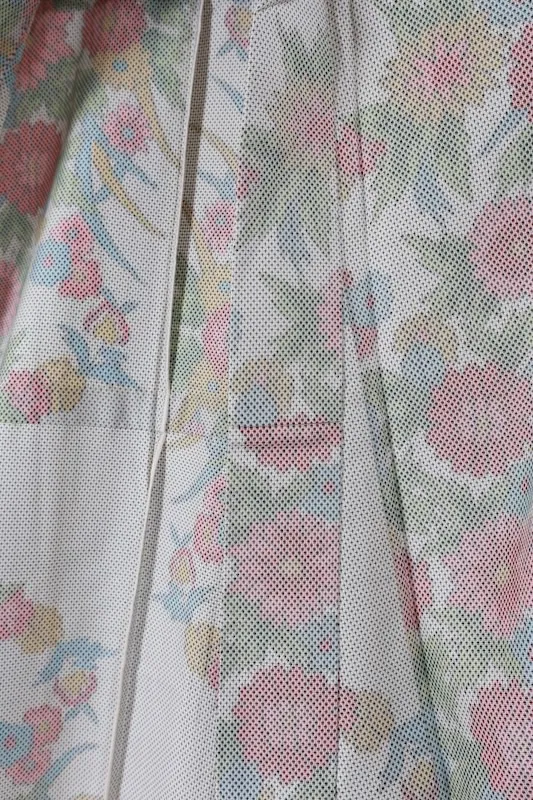 Omeshi Silk (Japan Pre-loved kimono)– Floral Pattern – White, Green, Yellow, Blue, Pink (A074)