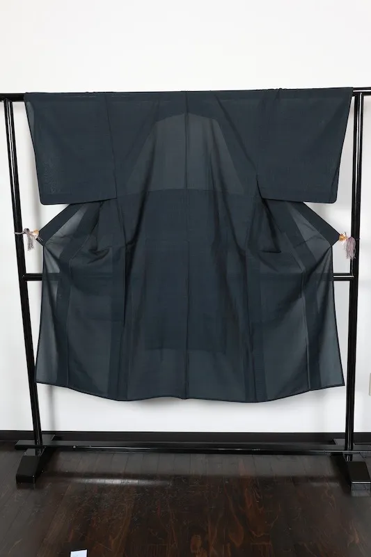 Men's Summer(Japan used kimono) Authentic Oshima Tsumugi Silk Fabric, Indigo Shades,  R144