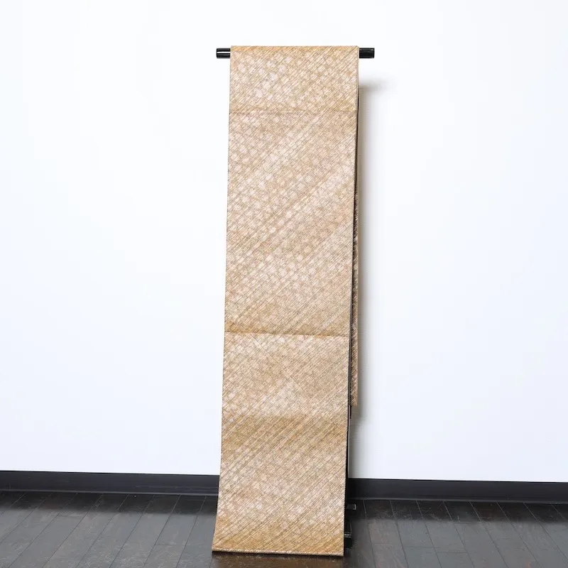 Fukuro Obi(used sash), Braided Weave, Shades of Brown, Gold Accents O