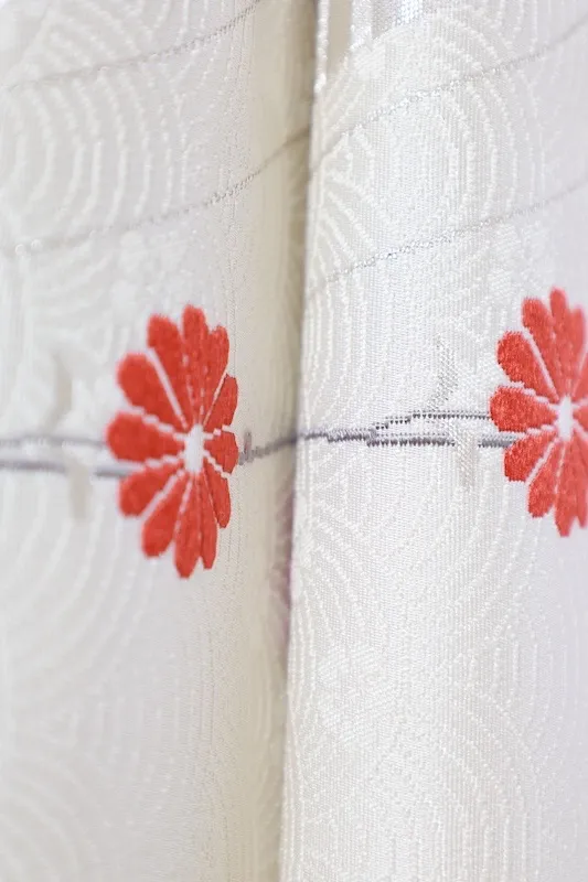 Nagoya Obi fabric – Brand New, Unfinished (Unsewn) – White, Silver, Gray, Purple, Pink, Red – A411
