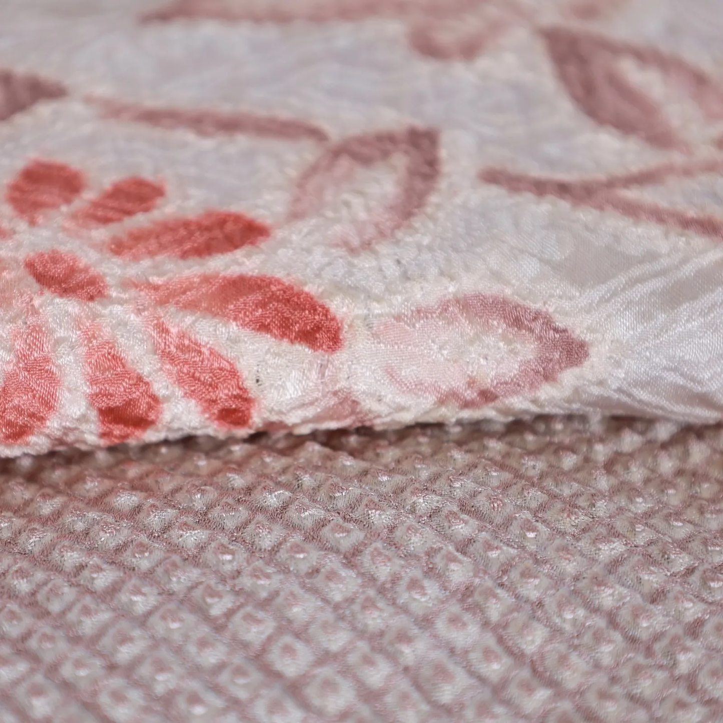 Brand new, unsewn *haori*  all-over *shibori* (tie-dye) in *hikitta* style; light brown with floral design / B006