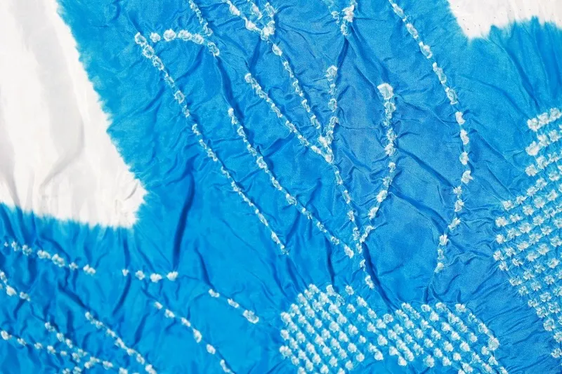 Yukata used obi (light blue and white, kanoko shibori pattern, ) R67
