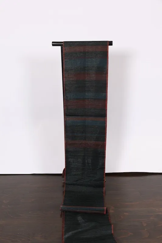 Fukuro Obi(used sash) – Watabun – Hand-woven  (Ripples) – Red, Black, Gold, Green, Brown – B995