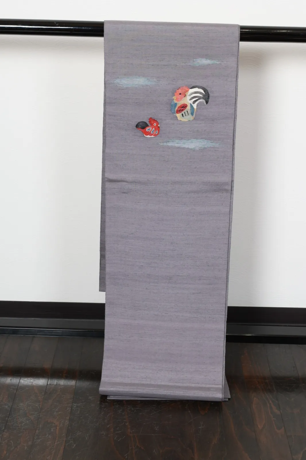 Fukuro Obi(used sash), Gray/Red/Blue/Black/White, Hand-woven, R111