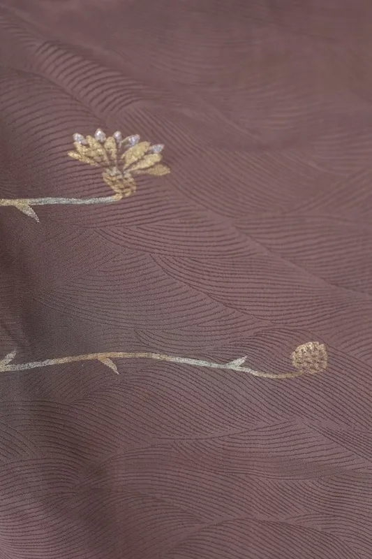 Tsukesage(Japan kimono) – Brand new and unused – Brown, gold, and oxidized silver –K294