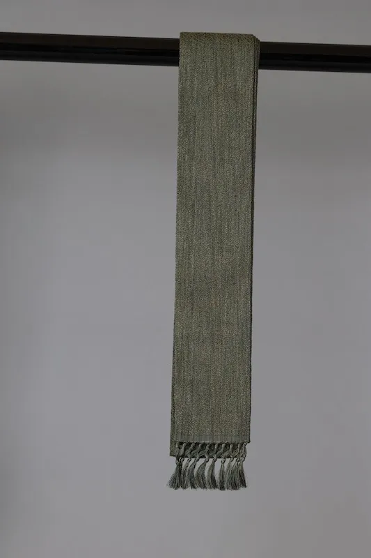 Men's Yukata Obi used (Sash) - Tsumugi Silk - Shades of Green - L139