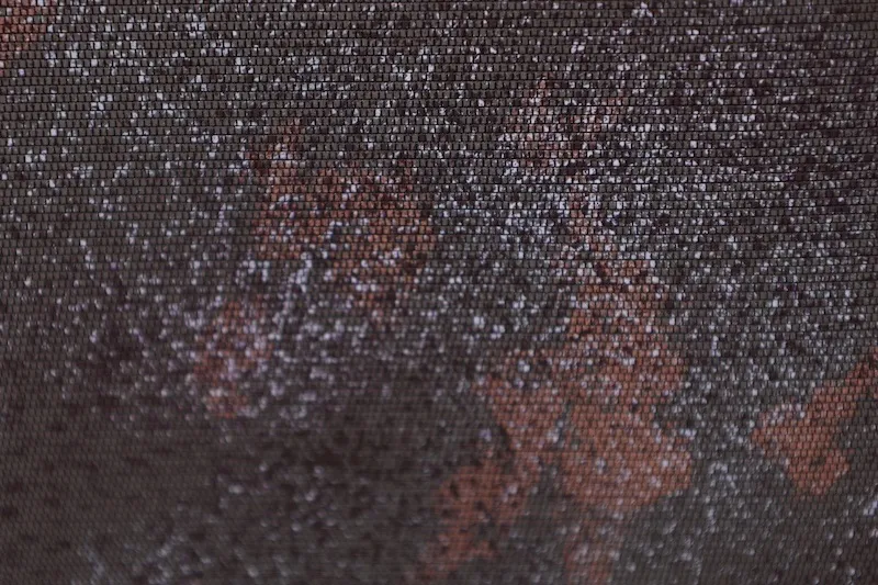 Brand new, unused obi (sash). Purple, gray, purple, green. Burnt foil, floral pattern, gold-embossed leather. L26