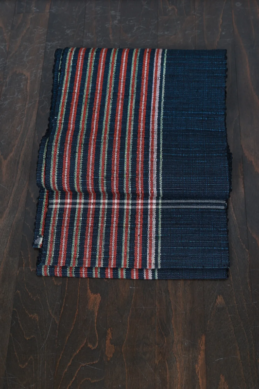 Nagoya Obi(used sash) – Indigo, Green, Dark Crimson (R136)