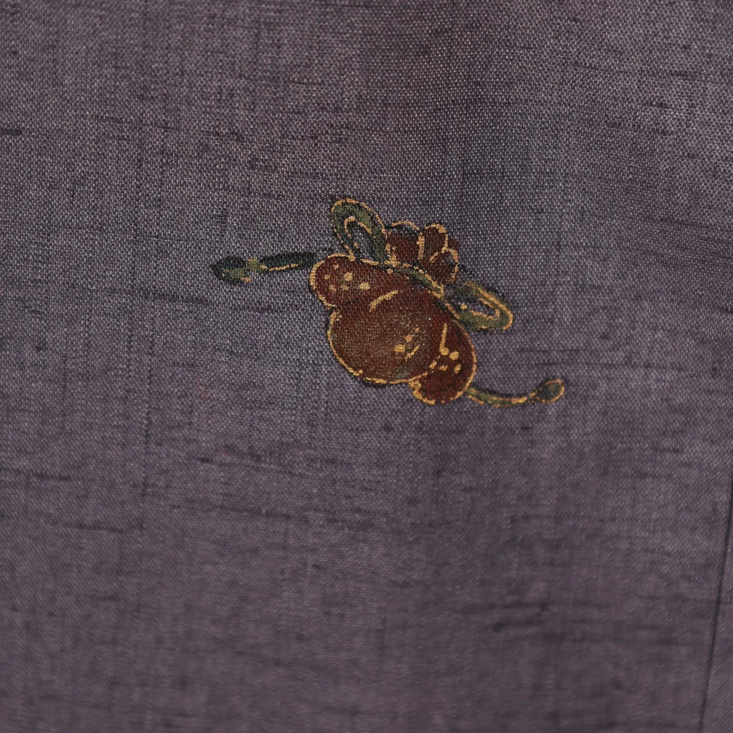 Silk pongee visiting kimono used, purple, indigo, gold, silver, green, auspicious motifs: cherry blossoms, plum blossoms, bamboo, chrysanthemums, V15