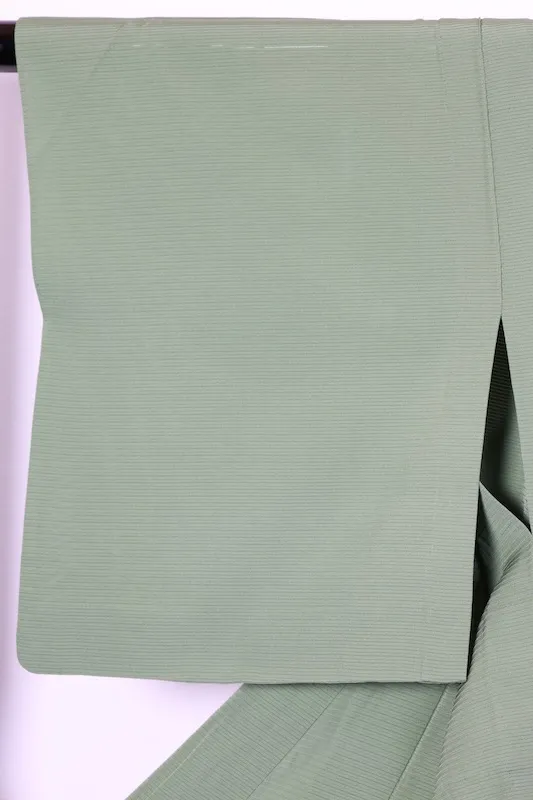 Summe used kimono, ro weave, mugwort green, single crest, Dakimiyoga, R21