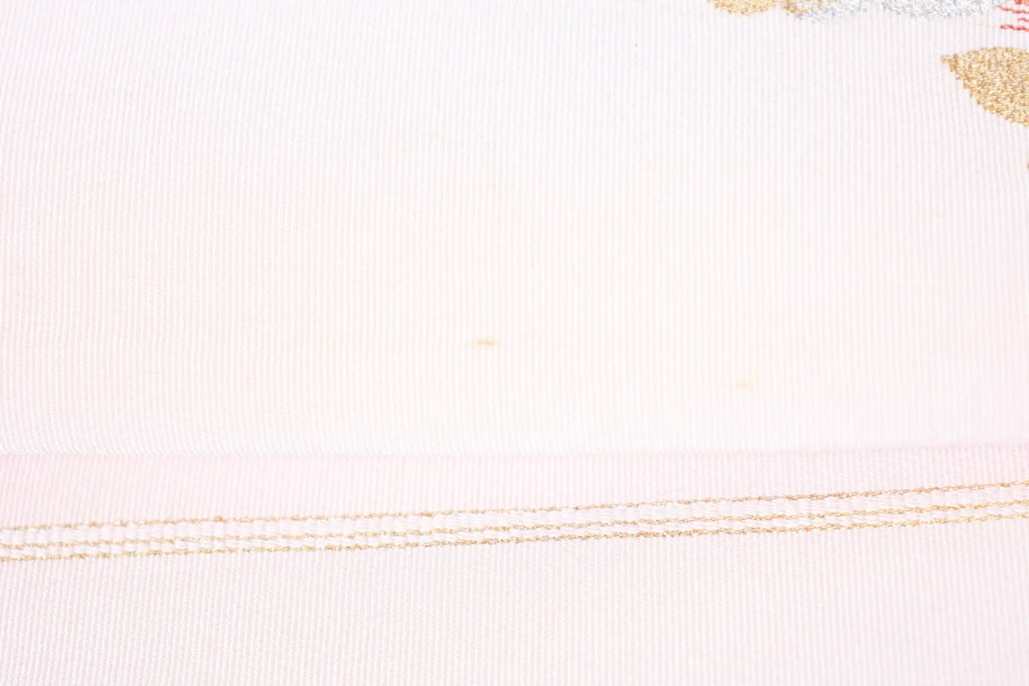 Nagoya Obi(used sash) –  Hon-Tsuzure (Fingernail-woven tapestry weave) – Pale pink, gold, silver, purple, green, blue, and white – Shosoin-style pattern