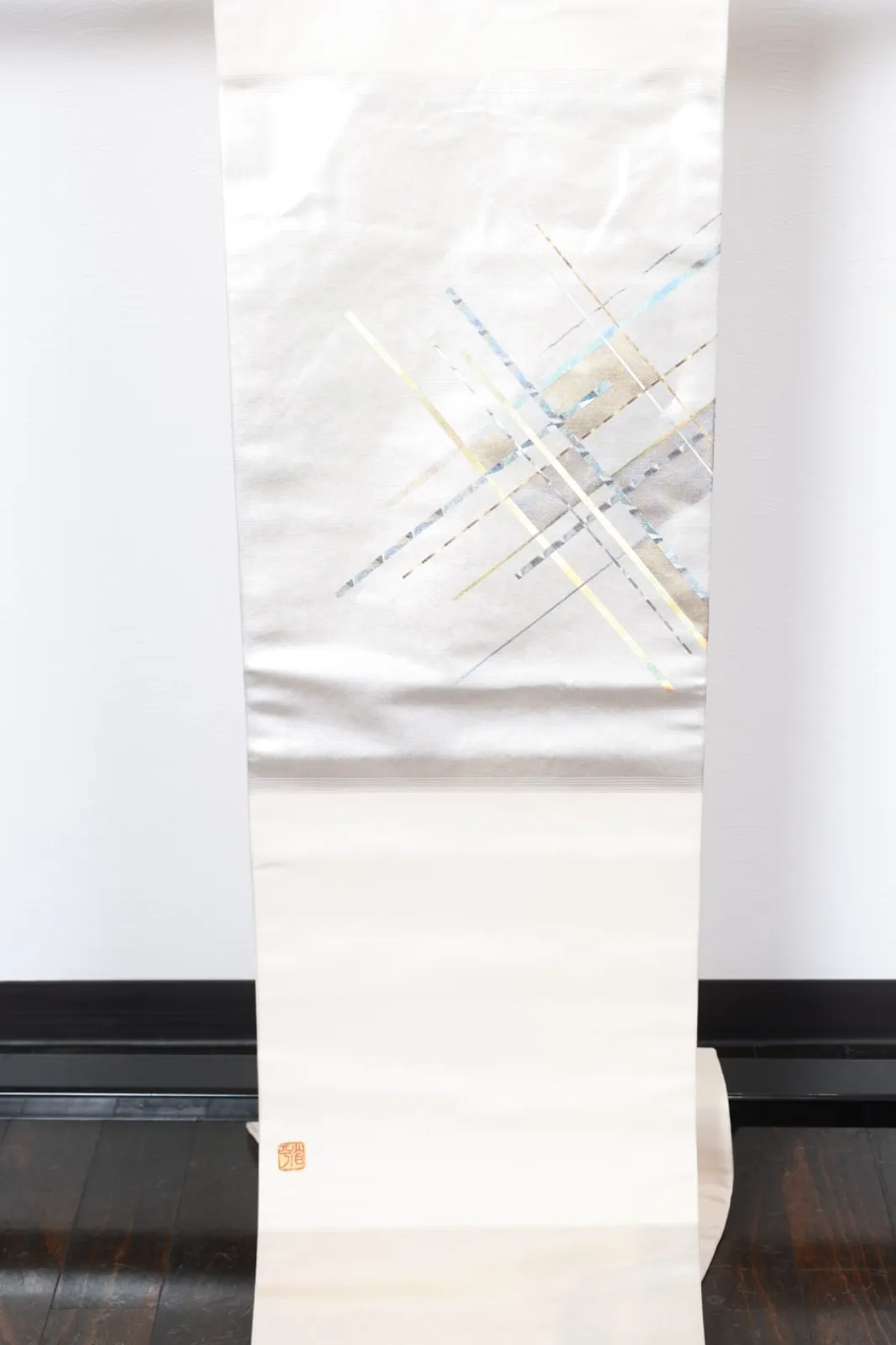 Nagoya Obi(used sash) – Traditional Craftsmanship by Shohei Hori – Hikihaku (Gold/Silver/Pearl Leaf) R127