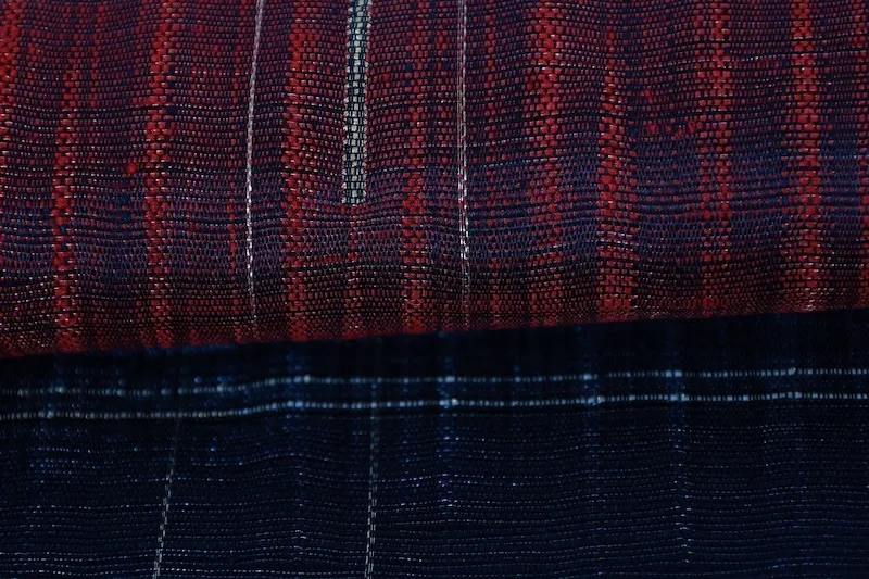 Fukuro Obi(used sash) – Watabun – Hand-woven  (Ripples) – Red, Black, Gold, Green, Brown – B995