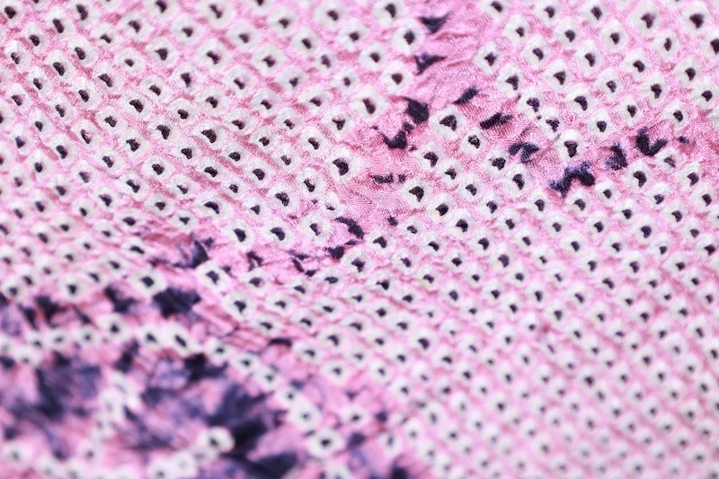 Japan used Haori – Purple, pale cherry-blossom pink, and white; floral pattern; *boshi-shibori* and *hikita-shibori* (tie-dyeing techniques) – T167