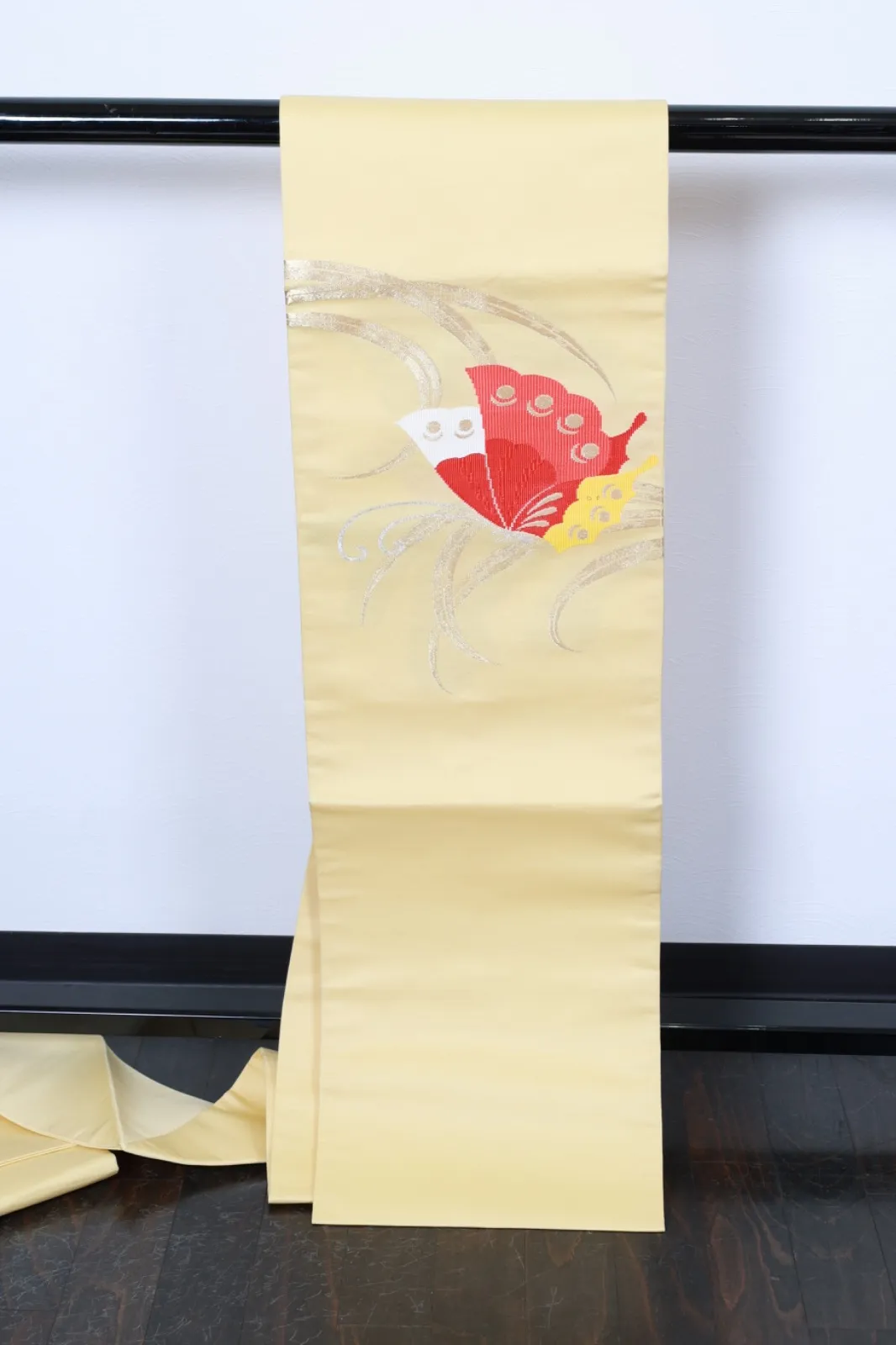 Nagoya Obi – Lemon Yellow, Red, Yellow, White, Gold, Silver – Butterflies – R114