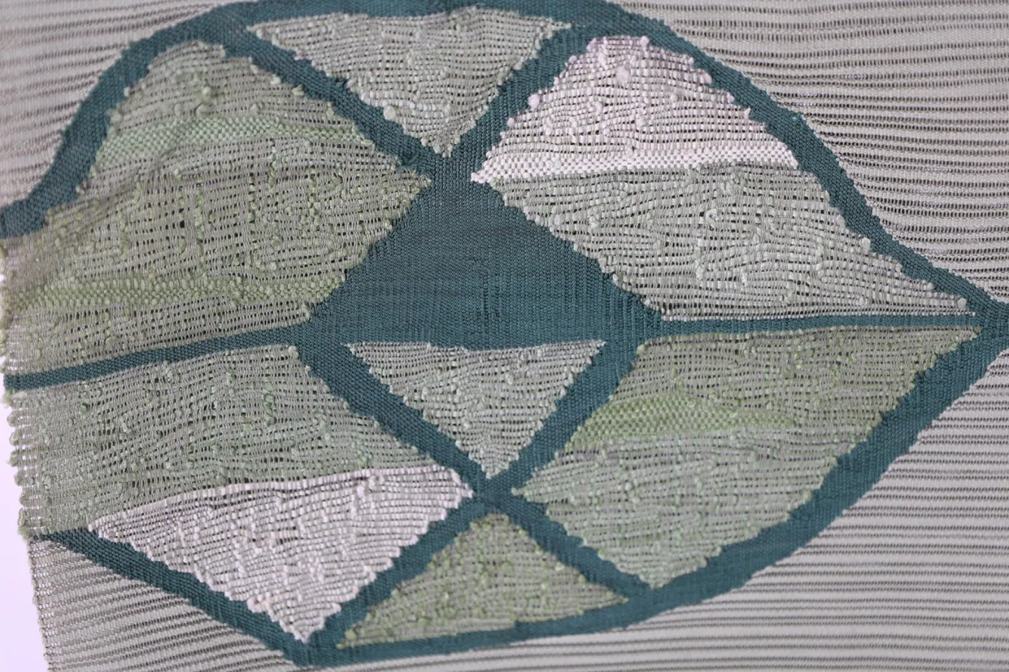 Summer Nagoya obi used(sash), Rikyu color shades, abstract pattern, hand-woven, L23